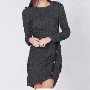 Veronica Beard Black Long Sleeve Dress with Button Accents